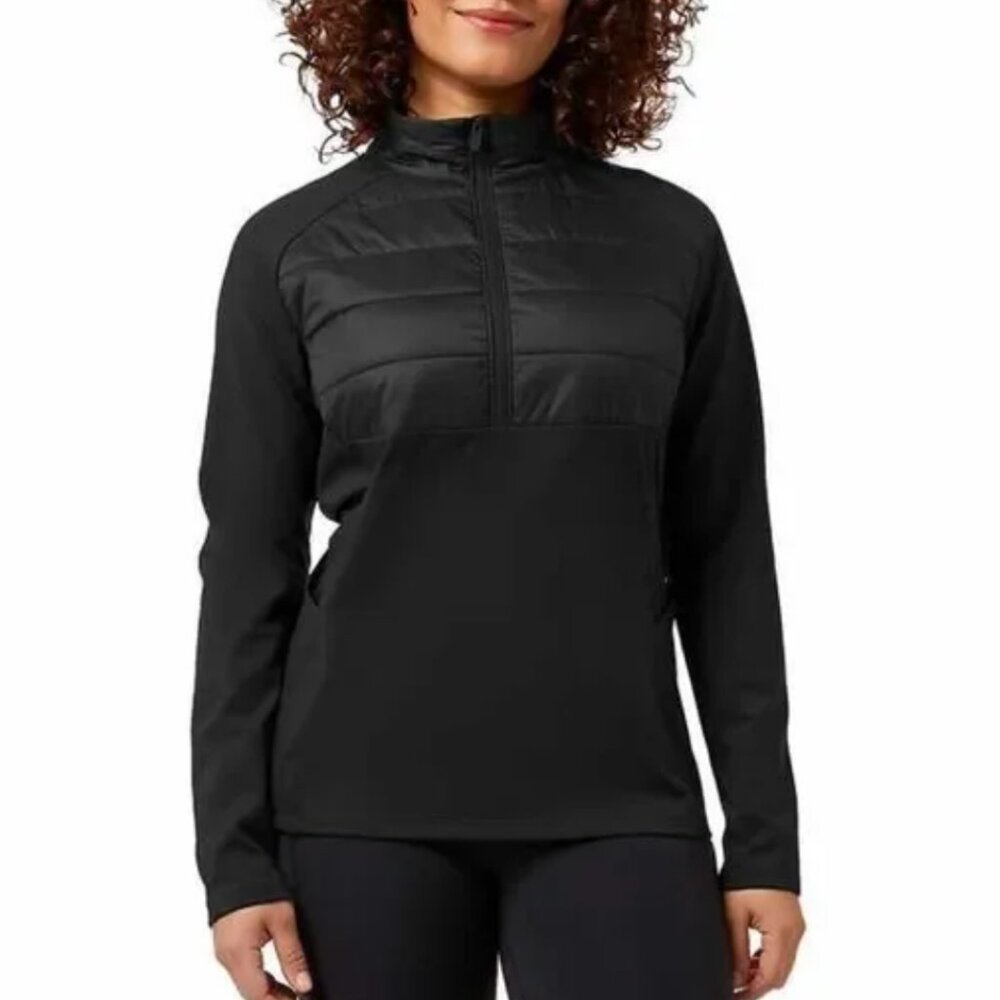 32 Degrees Heat Ladies' Half Zip Fleece Lined Stretch Active Top NEW NWT Black
